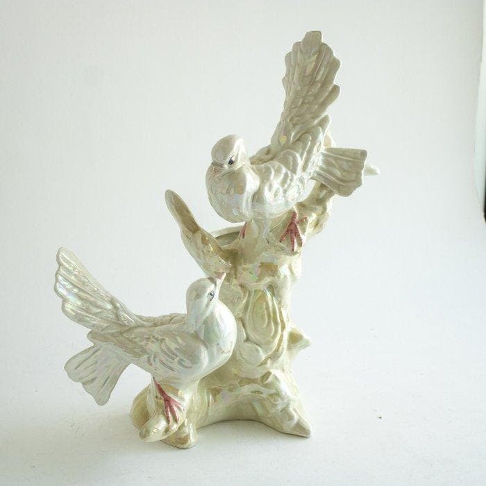Bloempot - Enkele bloem, stam met vogels - Keramiek -, Antiek en Kunst, Antiek | Glaswerk en Kristal