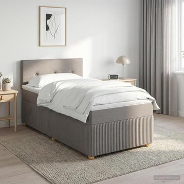 vidaXL Boxspringbed met matras met hoofdeinde Taupe 90 x 200, Verzenden