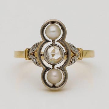 Ring - 18 karaat Geel goud Diamant (Natuurlijk) - Parel, Nieuw