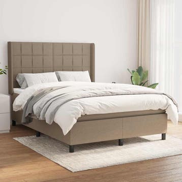 vidaXL Boxspring met matras stof taupe 140x200 cm, Verzenden, Nieuw