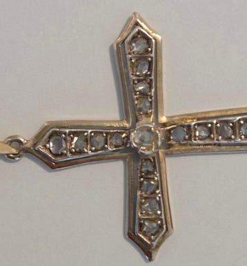 Pendentif en forme de croix - 9 carats Or jaune, Argent