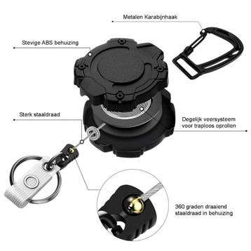 Fako Bijoux - 2x Robuuste Uittrekbare Sleutelhanger Met, Verzenden, Nieuw