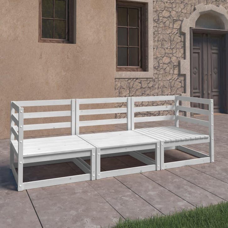 vidaXL Tuinbank 3-zits massief grenenhout wit, Tuin en Terras, Tuinsets en Loungesets, Nieuw, Verzenden