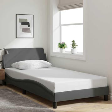 vidaXL Bedframe Dover 100x200 cm stof donkergrijs, Verzenden, Nieuw