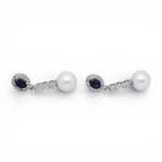 Oorbellen - 18 karaat Witgoud - 13.30ct. tw. Parel - Diamant, Nieuw