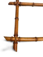 Spiegel - Hout - Imitatie Bamboe 56x43cm, Antiek en Kunst