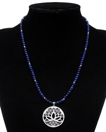 Lapis lazuli - Ketting Levensbloem en Lotus – Heilige