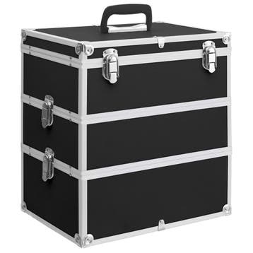 vidaXL Make-up koffer 37x24x40 cm aluminium zwart, Verzenden, Nieuw