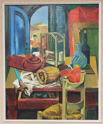 Italiaanse school (XX) - La sedia, il tavolo, la gabbia, Antiek en Kunst