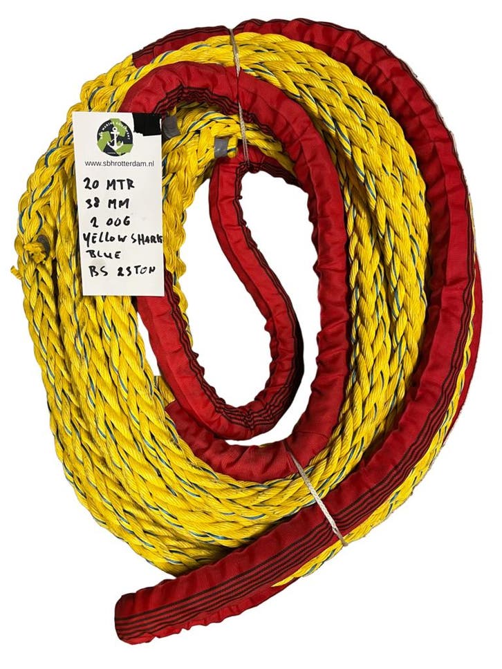 Yellow-Shark blue Meerlijn touw soepel 25MTR 36MM 2oog BS..., Watersport en Boten, Accessoires en Onderhoud, Lijn of Blok, Nieuw