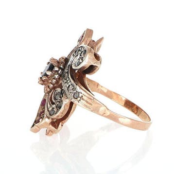 Zonder minimumprijs - Ring - 12 kt. Roségoud, Zilver met