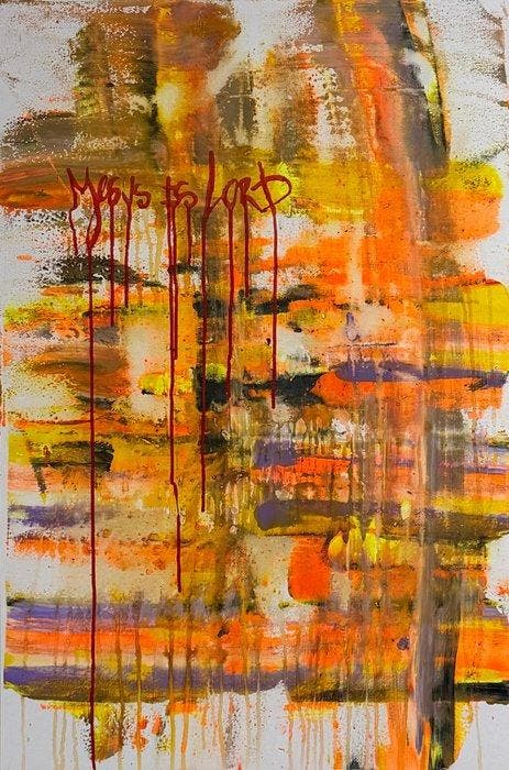 Karl Lagasse - GRAND TABLEAU Jesus is Lord, Antiek en Kunst, Kunst | Schilderijen | Modern