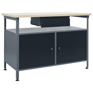 vidaXL Werkbank 120x60x85 cm staal zwart, Verzenden