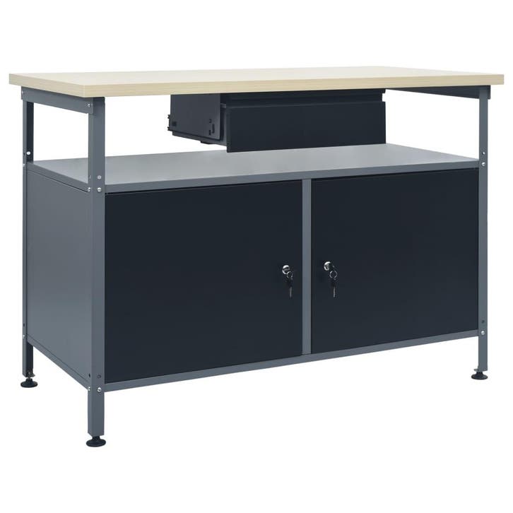 vidaXL Werkbank 120x60x85 cm staal zwart, Doe-het-zelf en Bouw, Werkbanken, Nieuw, Verzenden