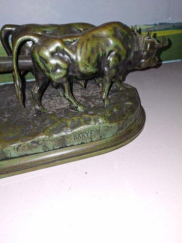 Daprès Antoine-Louis Barye (1796-1875) - sculptuur, Boeufs, Antiek en Kunst
