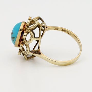 Bague - 8 carats Or jaune Turquoise, Bijoux, Sacs & Beauté