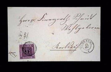 Baden 1855/1868 - 14 gevouwen brieven / stukken met mooie en, Gestempeld