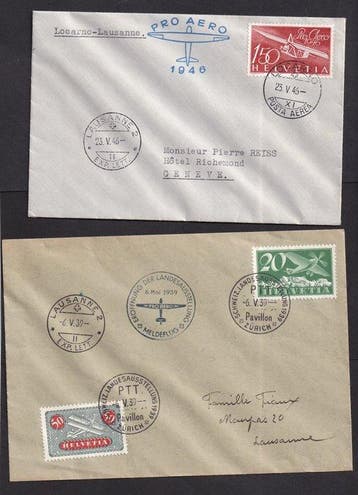 Zwitserland - Luchtpostenveloppen, Postzegels en Munten, Gestempeld
