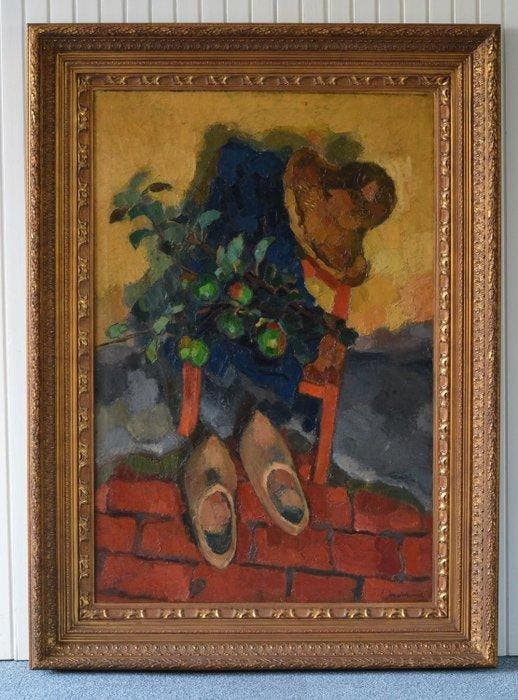 Jaap Weijand (1886-1960) - Kleding en een tak met appels op, Antiek en Kunst, Kunst | Schilderijen | Klassiek