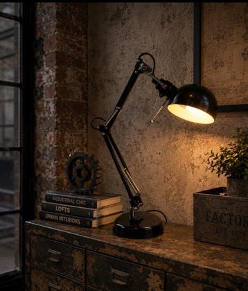 Bureaulamp - Industriële bureau lamp zwart - Metaalsoort -, Antiquités & Art