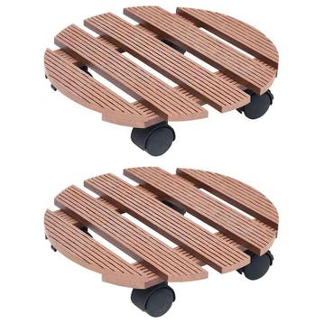 vidaXL Plantentrolleys 2 st Ø30x7,5 cm HKC bruin, Tuin en Terras, Verzenden, Nieuw