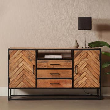 Dressoir Mangohout Kjeld 145 cm, Huis en Inrichting, Kasten | Dressoirs, Verzenden, Nieuw, Overige houtsoorten, Industriële meubels