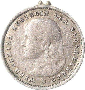 Nederland. Wilhelmina. 25 Cents 1891 contemporaine, Timbres & Monnaies