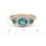 Bague - 14 carats Or jaune - 1.14ct. tw. Émeraude - Diamant