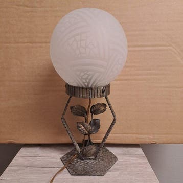 Tafellamp - Smeedijzer glas - Art deco lamp