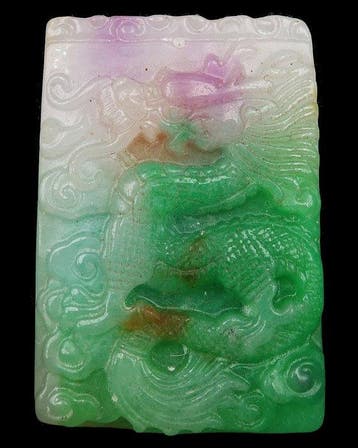 Jade - Grande amulette du Dragon - Dragon impérial céleste -, Antiquités & Art