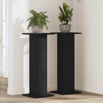 vidaXL Plantenstand 2 st Zwart Eiken 30 x 30 x 80 cm Bewerkt, Verzenden, Nieuw