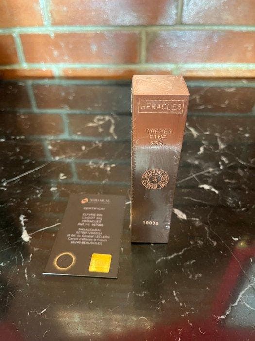 1 kilogram - Koper - Heracles - Met certificaat (Zonder, Postzegels en Munten, Edelmetalen en Baren
