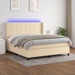 vidaXL Boxspring met matras en LED stof crèmekleurig 180x200, Huis en Inrichting, Verzenden, Nieuw