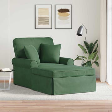 vidaXL Chaise Lounge met Rok 3 st Jungle Groen Corduroy stof, Verzenden, Nieuw