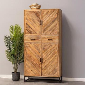 Mangohouten Kast Sabia 100 4 Deuren 2 Lades, Verzenden