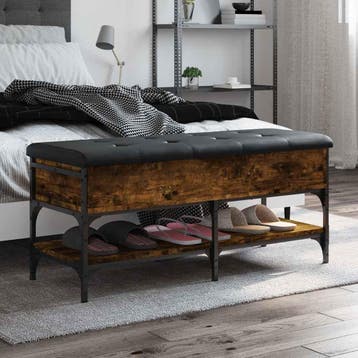 vidaXL Schoenenbank 102x42x45 cm bewerkt hout gerookt, Verzenden