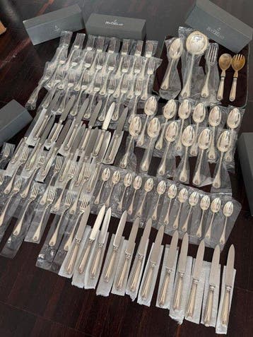 Buccellati servizio posate nuovo in argento 925 - kg 6,700 -, Antiquités & Art, Antiquités | Argent & Or