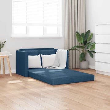 vidaXL Slaapbank vloermodel 2-in-1 112x174x55 cm stof blauw, Verzenden