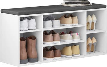 2dekans | WOLTU Schoenbank Wit - 7 Vakken - 103,5x48x30cm, Huis en Inrichting, Ophalen of Verzenden, Nieuw