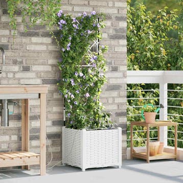 vidaXL Plantenbak Wit 40 x 40 x 142 cm PP, Tuin en Terras, Verzenden, Nieuw