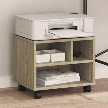 vidaXL Printerkastje met wielen 41x32x34,5 cm sonoma, Verzenden