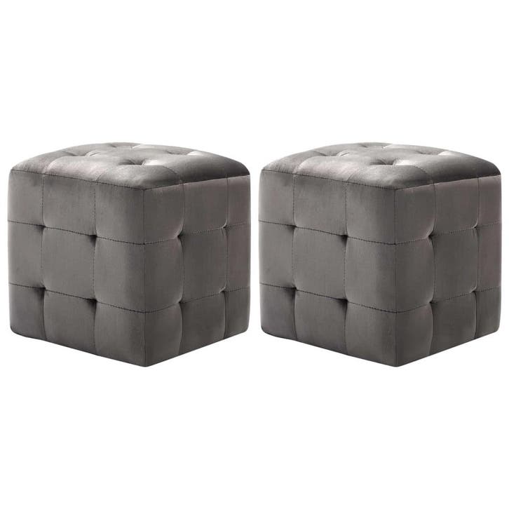 vidaXL Poef 2 st 30x30x30 cm fluweel grijs, Huis en Inrichting, Zetels | Voetbanken en poefs, Nieuw, Verzenden