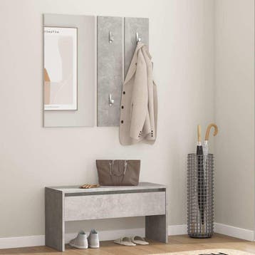 vidaXL Garderobe set bewerkt hout betongrijs, Verzenden, Nieuw