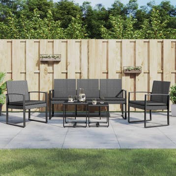vidaXL 5-delige Tuinset met kussens polypropeen rattan, Verzenden, Tuinset