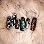 6 pièces de Dzi tibétains - Amulette - 6 pièces de Dzi