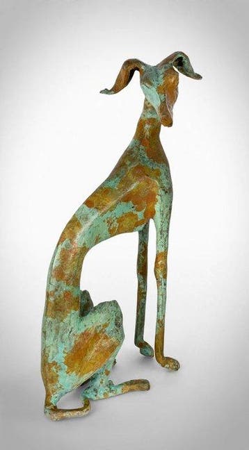 Abdoulaye Derme - sculptuur, Lévrier assis stylisé - 25 cm -, Antiquités & Art