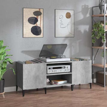 vidaXL Platenkast 121x38x48 cm bewerkt hout betongrijs, Verzenden