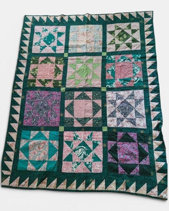 Plaid - 200 cm - 155 cm - Patchwork, Antiek en Kunst, Curiosa en Brocante