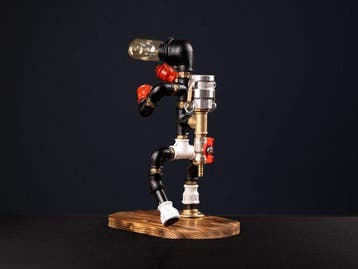 Lamp - Gietijzer - Bar met een dispenser voor sterke drank, Antiek en Kunst