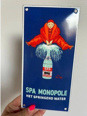 Panneau publicitaire émaillé vintage Spa Monopole - Panneau
